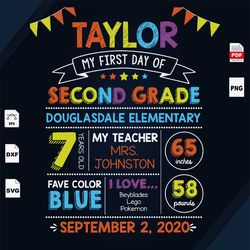 my first day of second grade, 2nd grade svg, second grade gift, back to school, preschool gift, preschool svg, preschool