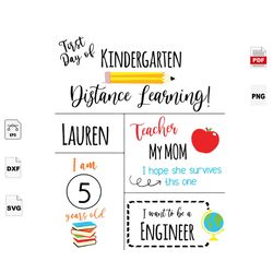 First Day Of Kindergarten, Kindergarten Svg, Distance Learning, Quarantine, Back To School, Preschool Gift, Kindergarten