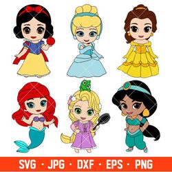 Disney Baby Princess Svg, Baby Princess Vector Svg Bundle, Baby Princess Svg, Disney Svg, Cartoon Bundle - Download File