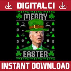 merry easter st patricks day joe biden hat clover leprechaun easter day png, happy easter day sublimation design