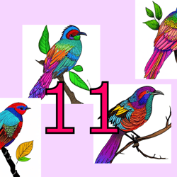 scrapbooking card set, pocket card - vintage birds -3