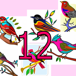 scrapbooking card set, pocket card - vintage birds -10