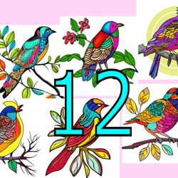 scrapbooking card set, pocket card - vintage birds -12