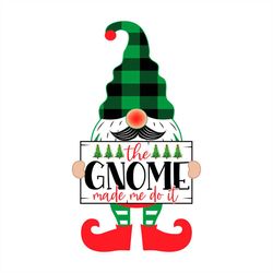 The Gnome Made Me Do It Cute Gnome SVG PNG