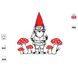 Gnome And Mushroom, Gnome, Buffalo Gnome, Mushroom, Mushroom Svg, Red Mushroom, Boy Gnome, Gnome Vector, Mushroom Shirts