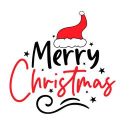 Merry Christmas Wearing Christmas Hat SVG PNG