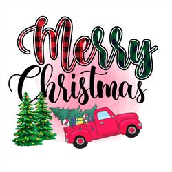 merry christmas vintage red truck svg png