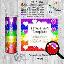 SS20 & SS6 TUMBLER TEMPLATE / RHINESTONE TUMBLER Template SS6 and SS20 50X44stones Hearts - 31