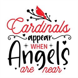 Cardinals Appear When Angels Are Near Black Heart PNG Sublimation Designs