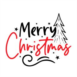 Merry Christmas With Black Christmas Tree SVG PNG