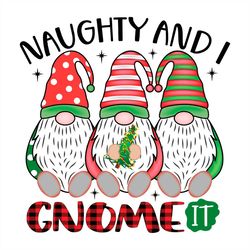 naughty and gnome it cute gnom hoolding christmas tree svg png