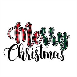 Merry Chritmas With Plaid Pattern Simple SVG PNG