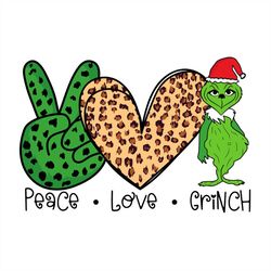 Peace Love Grinch Leopard Pattern PNG Sublimation Designs
