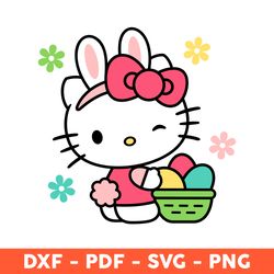 Hello Kitty Easter Svg, Easter Svg, Hello Kitty Carrot Egg Hunt, Easter bunny Svg, Rabbit & Flower Svg - Download File
