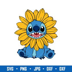 stitch sunflower svg, stich svg, daily freebies svg, cartoon svg, png dxf eps digital file