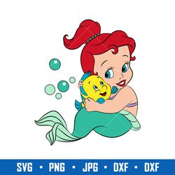 baby ariel svg, little mermaid svg, mermaid svg, disney princess svg, disney svg, png dxf eps file