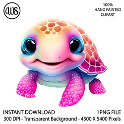 cute turtle clipart. sea turtle sublimation clipart. ocean turtle clip art. hand drawn graphics. digital download.