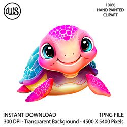 cute turtle clipart. sea turtle sublimation clipart. ocean turtle clip art. hand drawn graphics. digital download.