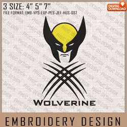 wolverine embroidery files, marvel comics, movie inspired embroidery design, machine embroidery design