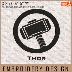 thor embroidery files, marvel comics, movie inspired embroidery design, machine embroidery design