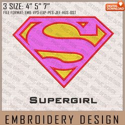 supergirl embroidery files, dc comics, movie inspired embroidery design, machine embroidery design