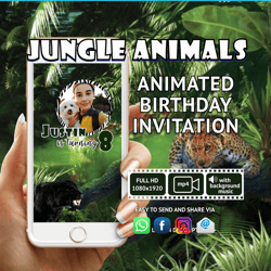 Jungle Animals Video Invitation Personalized For you, Animated Invitation, Birthday Invitation, Kids Invitation