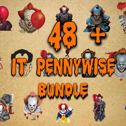 48 file it pennywise png , bundle it cricut, for cricut, silhouette, digital, file cut