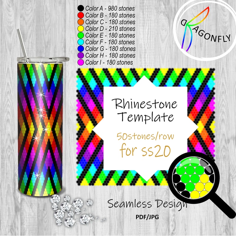 RHINESTONE TUMBLER Template SS20-5mm 50X49stones - Raindbow | Inspire ...