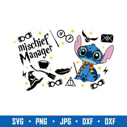 mischief manager stitch full wrap svg, stitch svg, magical wizard svg, disney svg, png jpg dxf eps digital file