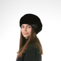 Flowers fur beret. Classic Fur beret for women. Winter Mink Beret. Real Fur Beret. Mink Hat. Fur Beret. Winter fur Beret