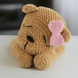 Crochet Bear Lovey, Amigurumi Comforter Cuddle Toy, Crochet Bear Snuggler, Plush lovey blanket for baby, Newborn Lovey