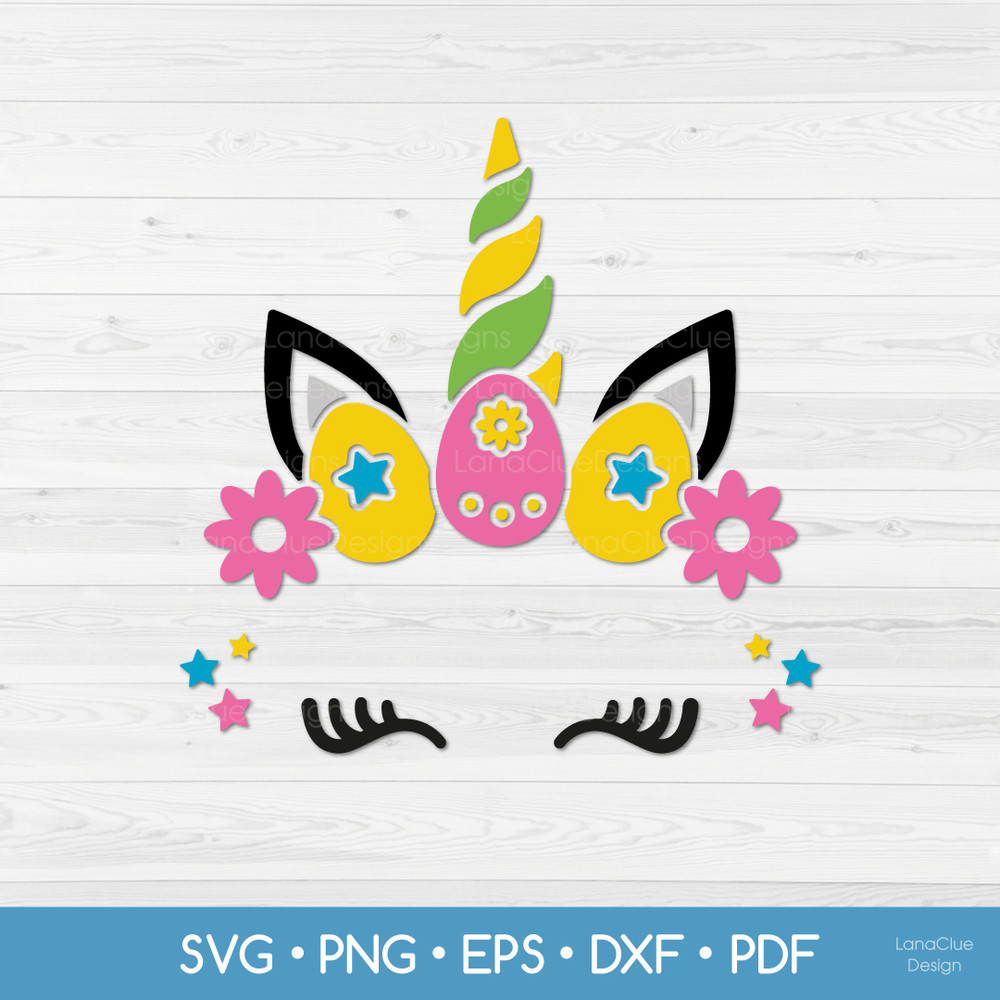 unicorn face with easter eggs