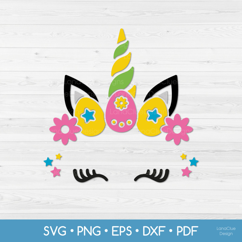 unicorn face with easter eggs