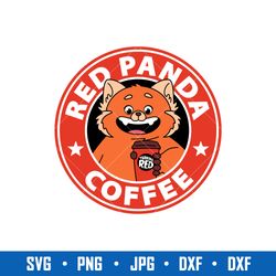 red panda coffee svg, turning red svg, panda coffee svg, starbucks svg, png jpg dxf eps digital file