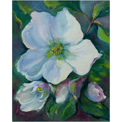 Apple Blossom Painting Flowers Original Art Impressionist Art Impasto Painting Floral Artwork 20"x16" by Ksenia De