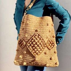 Crochet Raffia Hobo bag, Beach bag, Raffia market bag, Crochet Pattern bag, Tote Bag, Download Tutorial PDF VIDEO