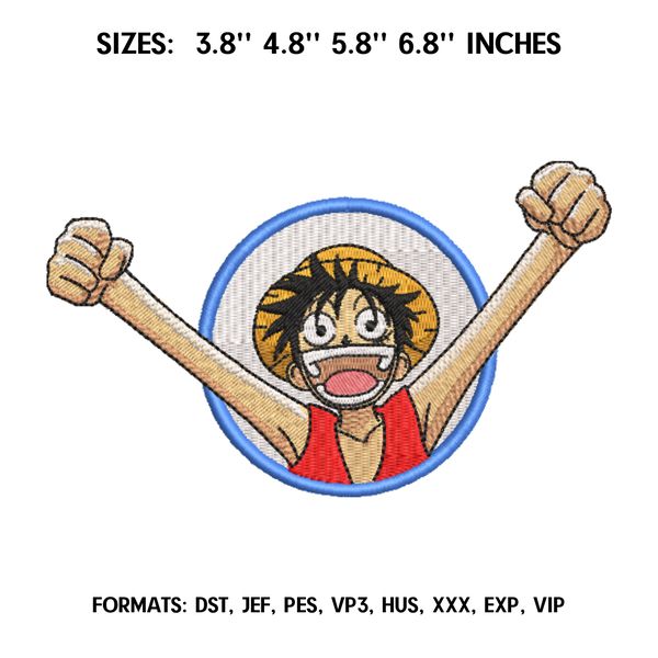 Monkey D Luffy Embroidery Design File, One Piece Anime Embro - Inspire ...