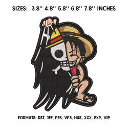 Monkey D Luffy Embroidery Design File, One Piece Anime Embroidery Design, Machine embroidery pattern. Anime Pes Design
