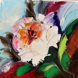 Peonies Painting Flower Original Art Above Bed Floral Wall Art Textured Painting for Living Room Wall Art Impressionist