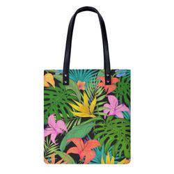 pu leather handbags bright colorful  flowers 6d  pattern