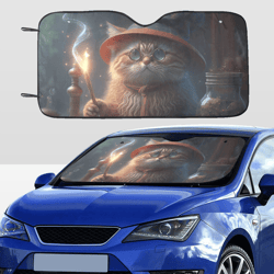 Wizard Cat Doing Magic Car SunShade