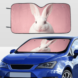 White Rabbit on Pink Car SunShade