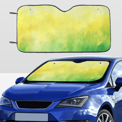 Spring Yellow and Green Watercolor Style Car SunShade