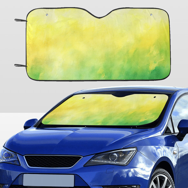 Spring Yellow and Green Watercolor Style Car SunShade.png