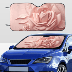 Pink Rose Flower Car SunShade