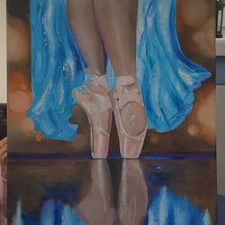 ballerina in pointe shoes. painting original art wall art. oil painting artwork. plot composition