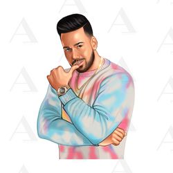 printable romeo santos png hand drawn sublimation designs, no background, art digital download