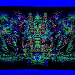 Trippy poster "Royal Cobra" Blacklight tapestry Wall art UV active Fluorescent gobelin Psychedelic backdrop