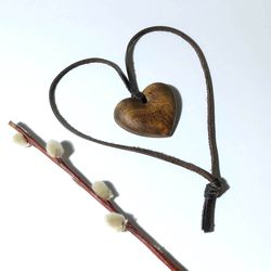 Willow heart pendant, Willow wood necklace gift for wife, 9th wedding anniversary gift for her, 9 year anniversary gift