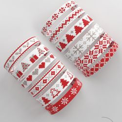 Christmas Bead loom pattern, LOOM bracelet pattern, miyuki pattern, square stitch pattern, pdf pattern_267 NO WORD CHART
